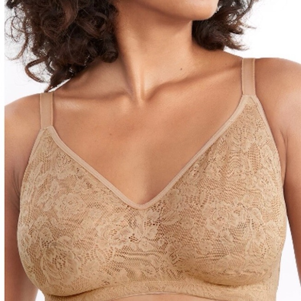 TC Tan Lace Wireless Bra Full Coverage